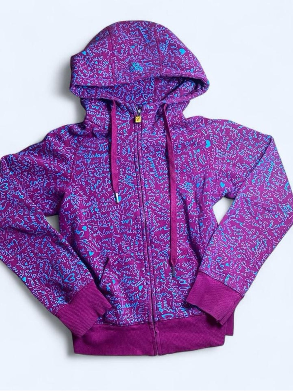 Y2K TNA Purple & Blue “I love TNA” graphic zip up hoodie